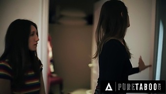 Sneaky Sex: Young Virgin Maya Woulfe Cheats With Older Stepsister Gizelle Blanco