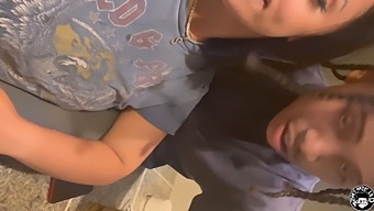 Stepmother With Big Breast Gives A Blowjob To Her Stepson While His Father Is Not At Home. Part 2.