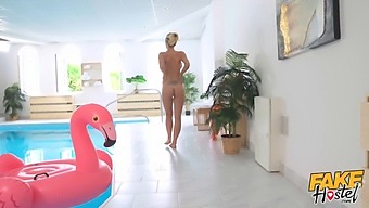 Milf Nathaly Cherie Engages In Anal Sex And Receives A Facial At A Fake Hostel By The Pool